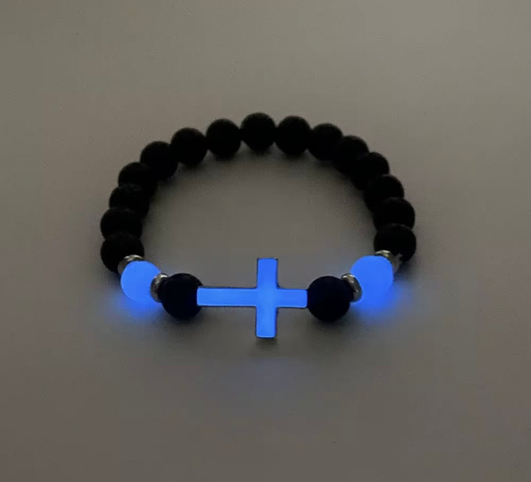 Glow-in-the-Dark Cross Bracelet