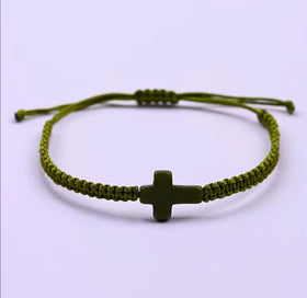 Olive green braided cross bracelet | WORDOFGOD Apparel