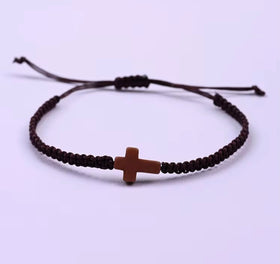 Brown braided cross bracelet | WORDOFGOD Apparel
