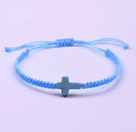 Light blue braided cross bracelet | WORDOFGOD Apparel