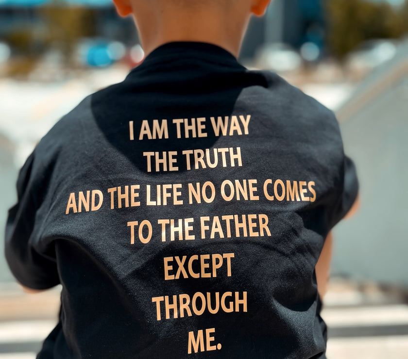 Introducing our I AM THE WAY KIDS T-SHIRT. This powerful Bible verse, John 14:6,