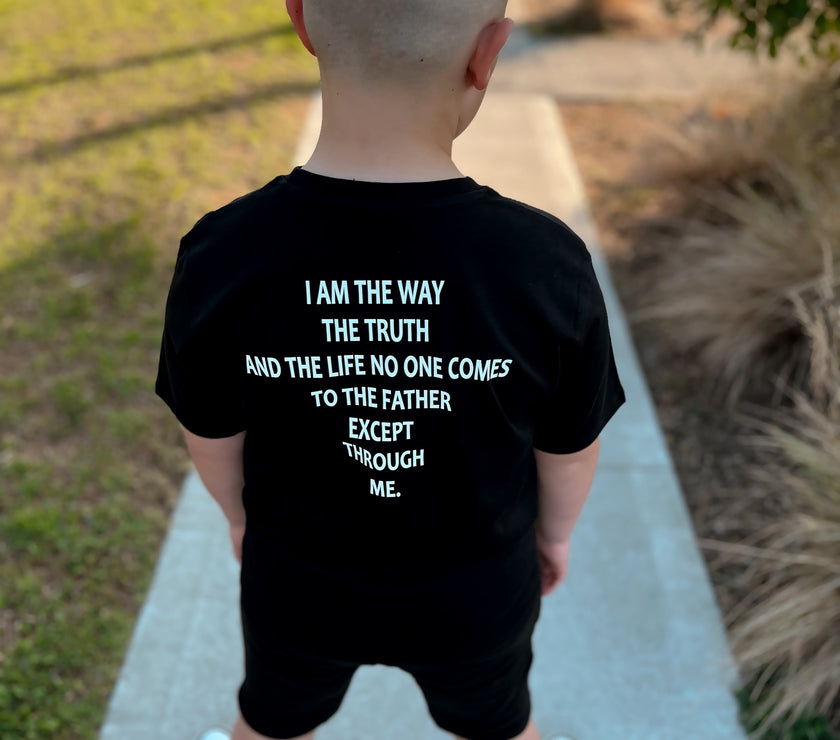 Introducing our I AM THE WAY KIDS T-SHIRT. This powerful Bible verse, John 14:6,