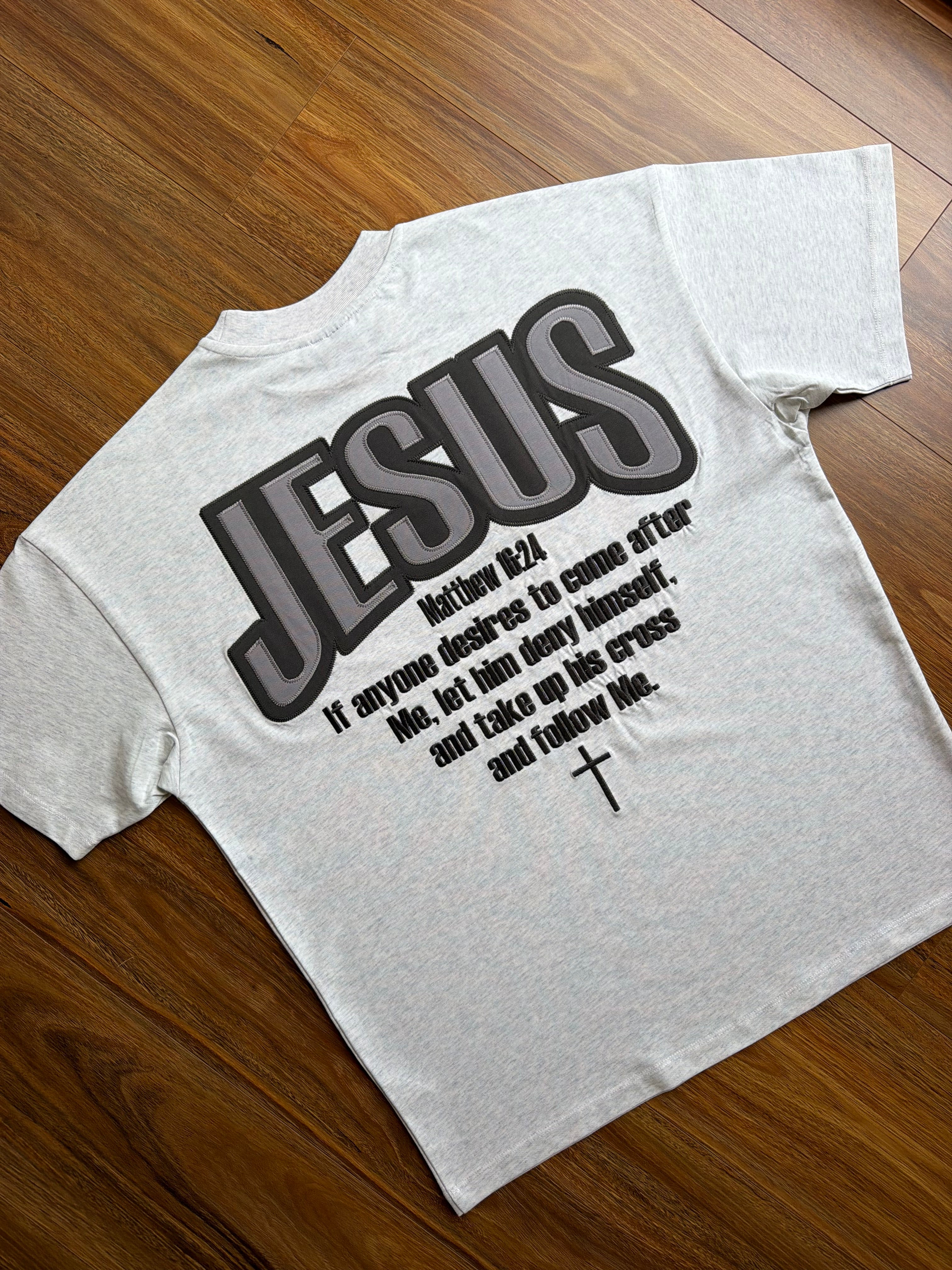 JESUS DENY YOURSELF CLOUD GREY OVERSIZED SHIRT