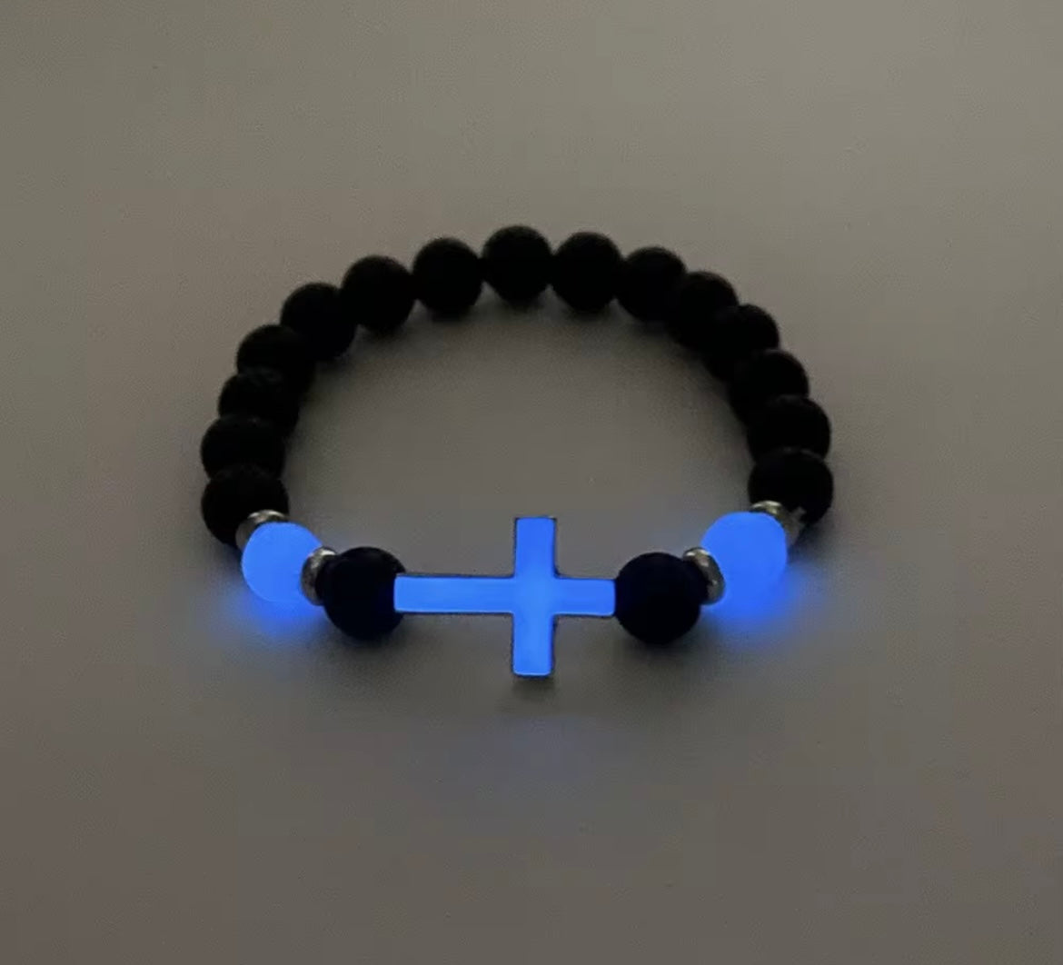 Glow-in-the-Dark Cross Bracelet