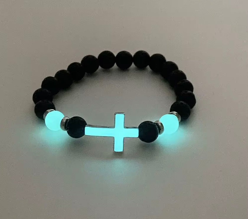Glow-in-the-Dark Cross Bracelet