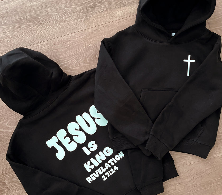 GLOW-IN-THE-DARK JESUS IS KING KIDS JUMPER