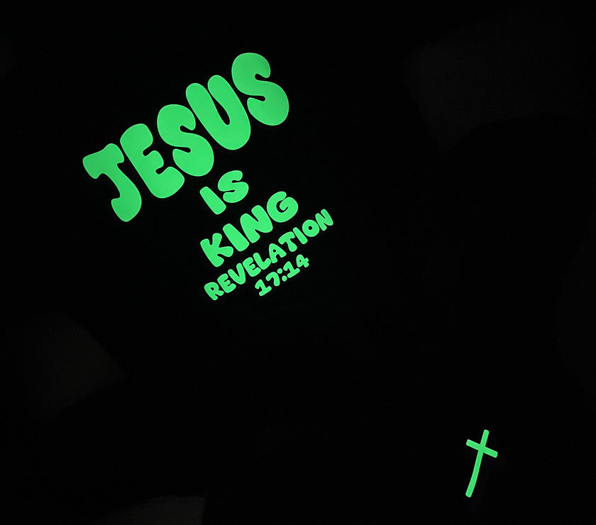 GLOW-IN-THE-DARK JESUS IS KING KIDS JUMPER