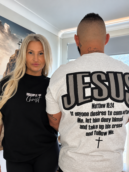 ⚠️ PRE-ORDER ITEM ⚠️ - JESUS DENY YOURSELF OVERSIZED TEE – BLACK/PINK