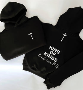 Black King of Kings kids hoodies laid flat | WORDOFGOD Apparel