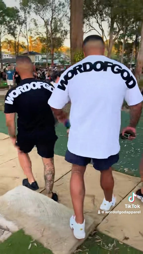 Two men in WORDOFGOD tees